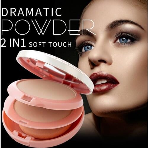 2 In 1 Multi-use Ladies Face Powder Mineral Foundations Oil-control Brighten Concealer Whitening Perfect Makeup Base MH8