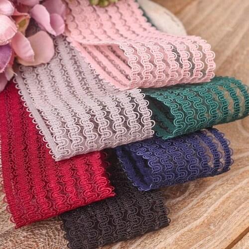 5 yards Elastic Wavy Pattern Gauze Organza Ribbons for DIY Craft Hair Accessories Gift Bouquet Packaging Sewing Mat