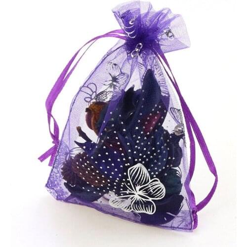 50pcs/lot 11x16cm Organza Bags Colorful Bronzing butterfly pattern Organza Bags Jewelry Packaging Wedding Christmas Gift Bag 7z