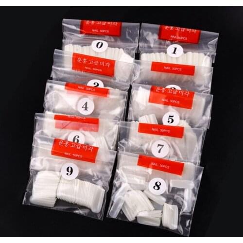 500Pcs/pack White Flat Round Sharp End Full/Half Acrylic Ballet Coffin French False Nail Tips Fake DIY Manicure Nail Art Tools