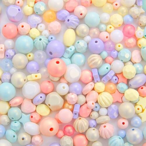 30g Shiny Candy Color Acrylic Round Star Heart Beads for Making Jewelry DIY Charms Earring Necklace Bracelet Craft Accessories