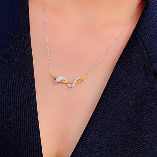 Trendy Silver 925 Sterling Necklace Lady Choker Accessories Cool Gold Chain Snake Pendant Necklaces Women Jewelry On Neck Bright