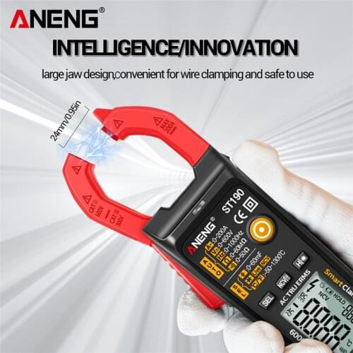 ANENG ST190 Clamp Meter 6000 Counts Auto-ranging Digital Multimeter LCD Screen AC DC Voltage AC Current Detector Pen