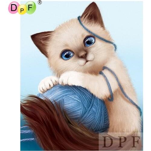 DPF diamond embroidery A cat with a hair ball diamond painting cross stitch crafts diamond mosaic rhinestone home decor pattern