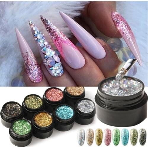 5ml Nail Glitter UV Gel Nail Polish Super Shining Platinum Paint Nail Gel Varnish Semi Permanent Hybrid Nail Art Led Gel Polish