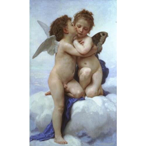 Handmade Oil painting reproduction Cupid and Psyche as Children by William Bouguereau