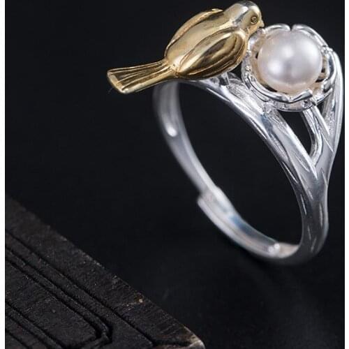 Creative design s925 sterling silver ring female retro beautiful three-dimensional birds nest antique ring silver jewelry