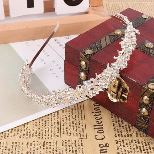 Twinkling Full Crystal Rhinestone Flower Leaf Girls Tiara Wedding Bridal Flower Hairbands Headband Jewelry Hair Accessories