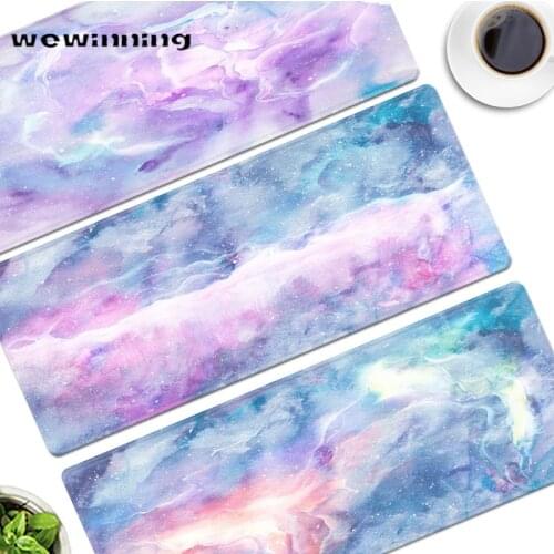 Kawaii Desk Mats Gaming Deskpad Marble Starry Clouds Cute Mouse Pad Lagre for Gamer Keyboard Home Office Accessories