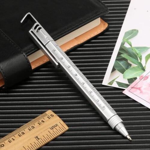 Multi-function Ballpoint Pen Black Ink Mobile Phone Bracket Screwdriver Level Ruler School Office Writing Tools Stationery