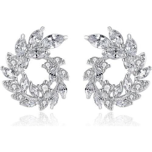 SLBRIDAL Fashion Jewelry Bijoux Anti-allergic Zirconia Earring Charm Heart CZ Earring Women New Trendy Girls Women Daily Earring