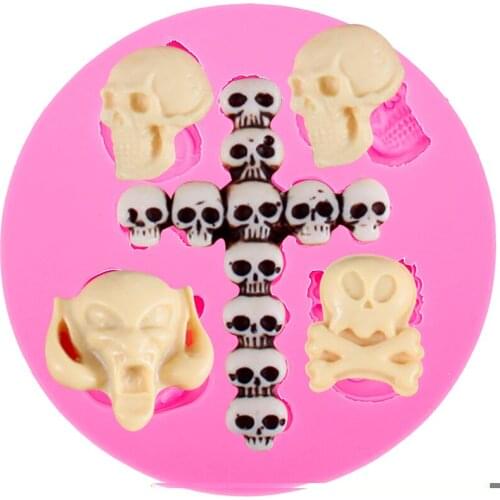 Cartoon cross skull Silicone Mold chocolate Fondant moulds baking cooking DIY cake Decorating Tools T0487