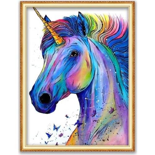 Cartoon Unicorn DIY 11CT Cross Stitch Embroidery Kits Needlework Craft Set Cotton Thread Printed Canvas Home Decoration Design
