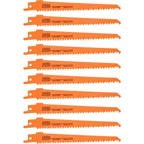 Luckyway 10-Piece 6 Inch Reciprocating Saw Blades Set, Sawzall Saw Blades Set for Wood Cutting