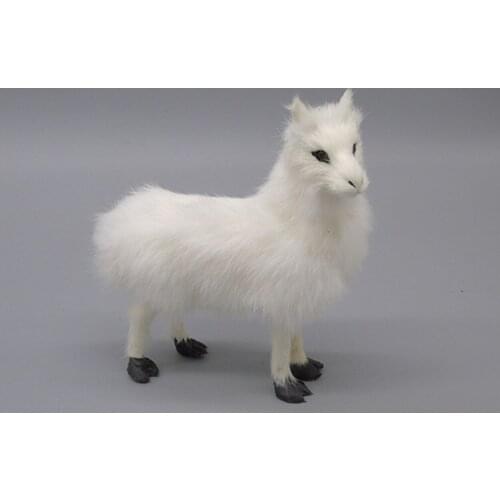 New cute simulation sheep toy polyethylene & fur white Alpaca model 16.5x17cm 089