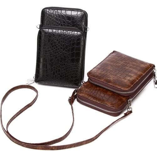 New Bag Mens Crocodile Pattern Zipper Bag Mens Messenger Bag Trendy Messenger Bag One-shoulder Tooling Bag