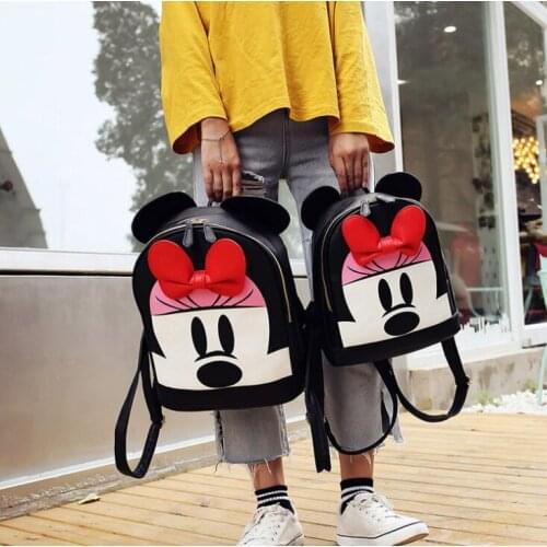 NEW Disney Mickey mouse Childrens School Bag Kindergarten Boy Girl Baby Backpack Minnie Cute Bag Anime PU Backpack