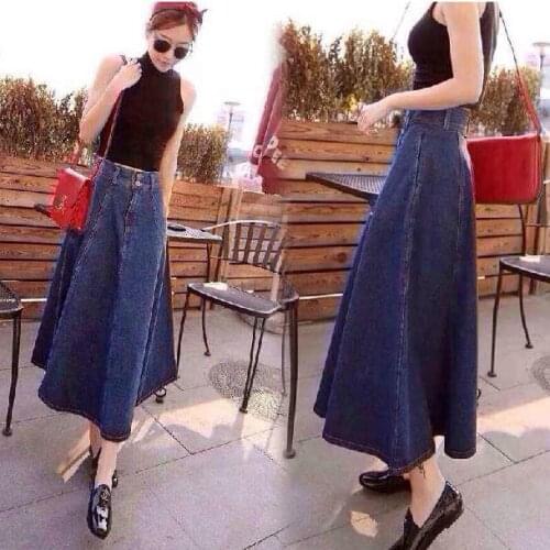 Autumn Women vintage Denim skirts High Quality High Waist Jeans Skirt