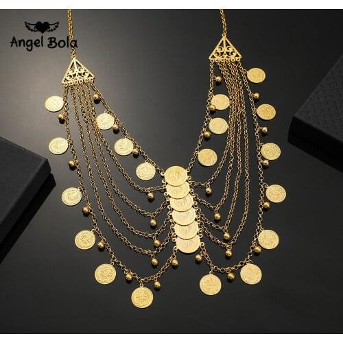 Arab Coin Necklaces for Women Fashion Muslim Islamic Coins Jewelry Allah Gift of The Middle East Wedding/Holiday Gifts