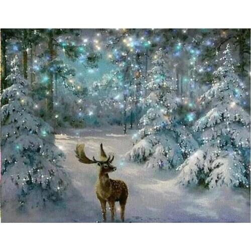 Landscape Christmas Deer Tree 11CT Cross Stitch DIY Embroidery Full Kit Handiwork Hobby Knitting Painting Different Design Floss
