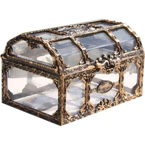 Plastic Transparent Pirate Treasure Box Crystal Gem Jewelry Case Storage Organizer Chest Box Trinket Keepsake Box Holder