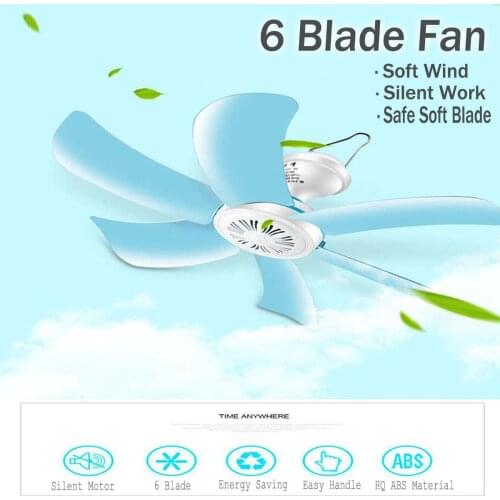 8W Silent Plastic 6 Leaves Turn Mini breeze Ceiling Fan 40CM Hanging Electric Fan Student Ceiling Fans Soft Wind Household 220V
