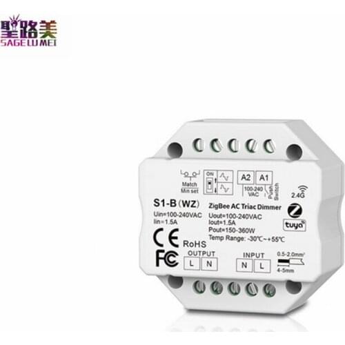 S1-B(WZ)ZIGBEE AC Triac Dimmer tuya app APP RF Push Dim control AC110V-220V 150W-360W 1ch channel controller for led lamp light