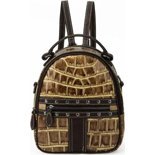 Genuine Leather bag retro shoulder messenger bag top layer cowhide fashion all-match backpack female European American Rucksack