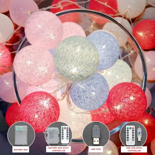 LED color light cotton ball star light string battery USB macarone net red ins wind girl heart stall decoration