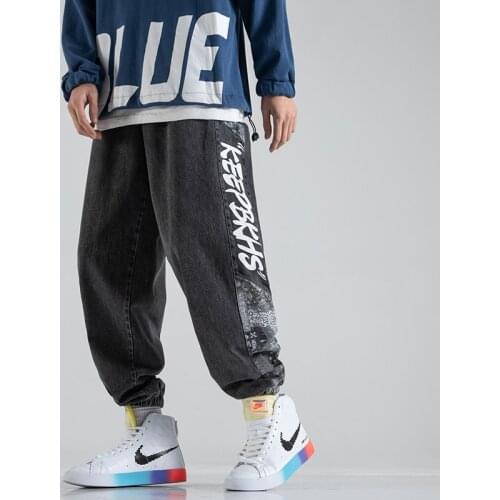 Streetwear men jeans pants hip hop 2021 spring denim man casual pants fashion ankle-length joggers men trousers