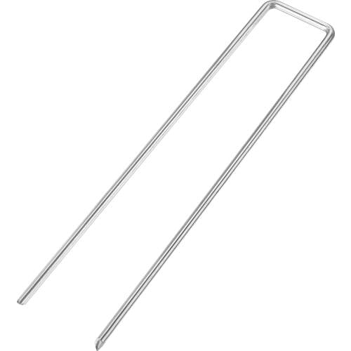 Uxcell U-Shaped Garden Stakes, Galvanized Landscape Staples U Pins Anchor Fence Pegs, 200x40mm(LxW) 4mm Rod Dia Square 16pcs