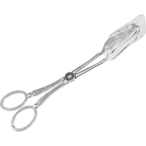 Vintage Retro Zinc Alloy Bread Cake Clip Multifunctional Kitchen Food Serving Tong for Barbecue Buffet Party (Square Head)