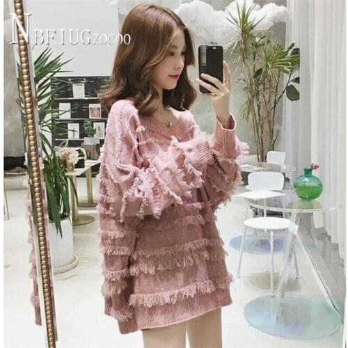Long Sleeve Knitted Loose Pullover Round Neck Jumper Pullover Women Sweaters