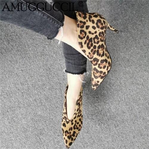 Customize Plus Big Size 35-46 Leopard print Fashion Sexy High Heel Spring Autumn Lady Female Ankle Women Boots X1974