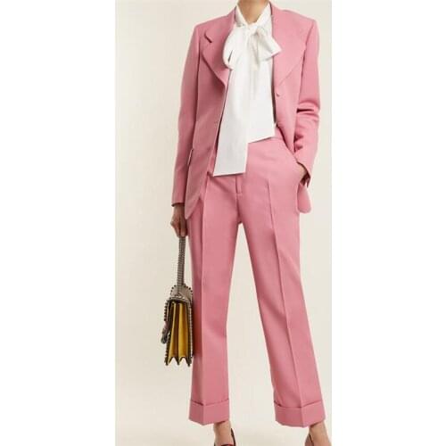 Pink Women Business Suits Blazer Jacket+Pants Formal Ladies Pant Suits Office Uniform Style Female Trouser PantSuit