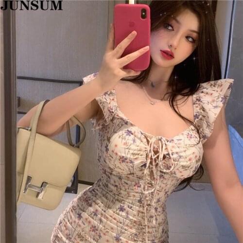 2020 New Summer Dress Women Sundress Sexy Slim Floral Bag Hip Dress Vintage Elegant Short Sleeve Off Shoulder Mini Dresses