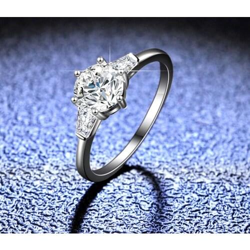 925 Sterling Silver 1 Carat D Color Moissanite Diamond Women Ring Engagement Wedding Bands Fine Jewelry