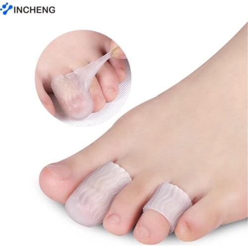 INCHENG 1 Pair Tubes Finger Little Toe Protector Corn Blister Pain Relief Sleeve Cover Toe Separators Foot Care Tool