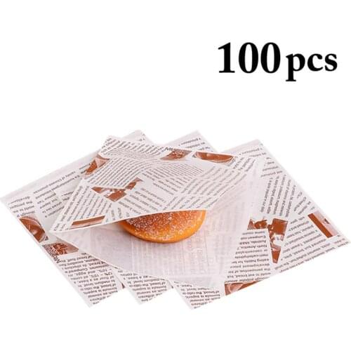 100pcs 15x15cm Sandwich Donut Bread Bag Biscuits Doughnut Paper Bags Oilproof Bread Craft Bakery Food Packing Kraft