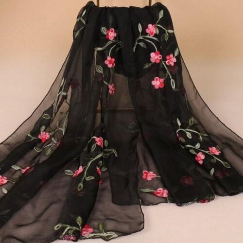 120pcs/lot new fashion embroidery flower chiffon scarf shawl pashmina/summer beach scarves