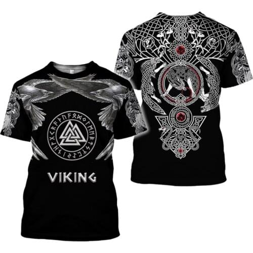 2020 Fashion Men summer 3D Printed Viking Tattoo t shirt tees shorts sleeve Apparel Unisex Norse cosplay t-shirt tops