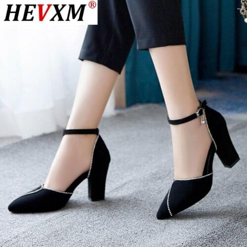 HEVXM 2021 Summer Women Sandals High Heels Ankle Strap Pumps Woman Dress Shoes Pointed Toe Office Shoes Ladies Zapatos Mujer