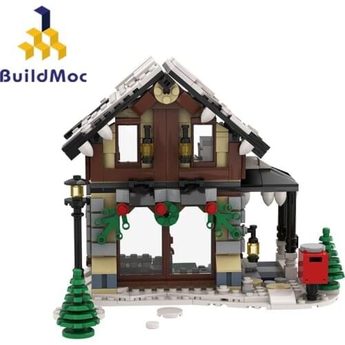 City Scene House View Winter Sports Shop 445pcs Christmas Present Building Blocks Educational Toy Assemble DIY Cities Mini Model