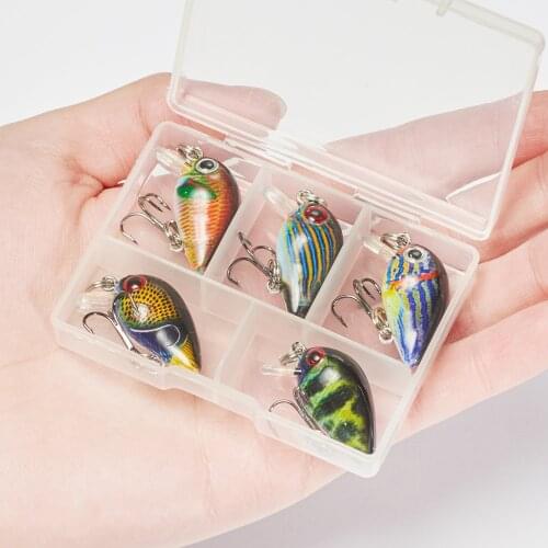 5pcs 1.5g 3cm Mini Wobblers Crankbait Fishing Lure Crank Artificial Hard Bait Floating Wobbler for Fish Bass Fishing Set Tackle