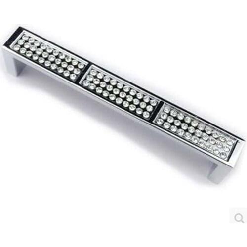 96mm shiny silver dresser handle pull chrome cupboard drawer knob glass crystal kitchen cabinet furniture handles pulls knob