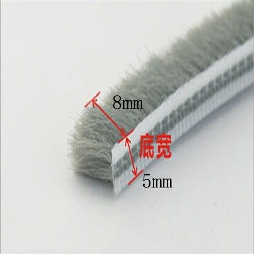 10M 5mm x 8mm aluminum sliding door window gap nylon pile brush seal strip dustproof weatherstrip