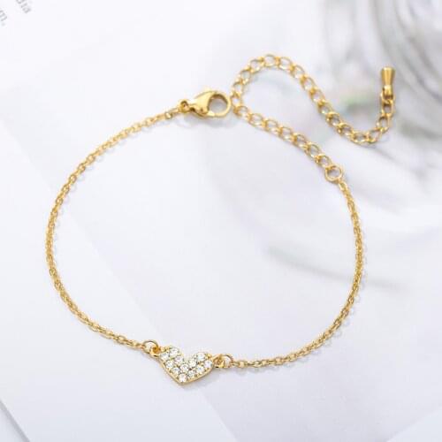 Simplicity Women Tiny Love Heart Lucky Bracelet Gold Silver Color Stainless steel Bracelet Adjustable Fashion Bracelet Wholesale