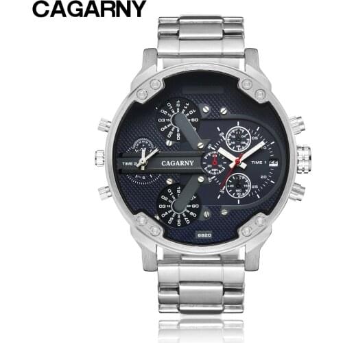 CAGARNY Brand Large Dial Mens Waterproof Watches Steel Strip Quartz Business Wristwatch Men Gift Relogio Masculino Montre Homme