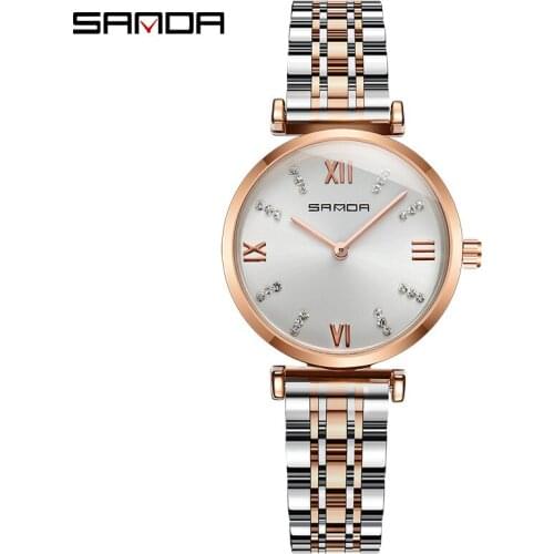 SANDA Super Slim Rose Gold Stainless Steel Watches Women Top Brand Luxury Casual Clock Ladies Wrist Watch Relogio Feminino 235