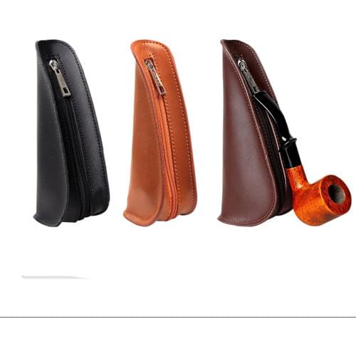 PU Leather Tobacco Pouch Case Carrying Storage Cigarette 3 Colors Travel Portable Black PU Single Smoking Pipe Case Holder Tobac